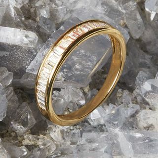 Inel din aur galben de 14K cu diamante cultivate în laborator
