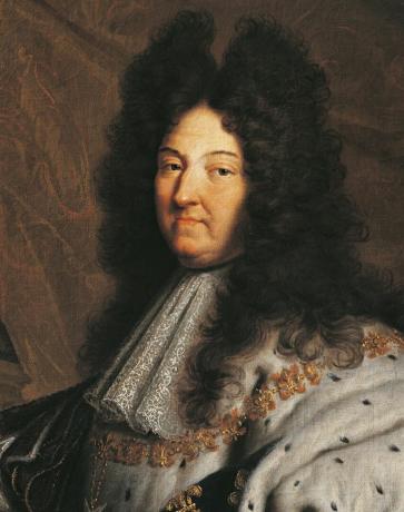 16 decembrie nespecificat portretul lui Louis XIV al Franței, cunoscut sub numele de Louis cel Mare sau Regele Soarelui 1638 1715, 1701, regele Franței, pictură de hyacinthe rigaud 1659 1743, ulei pe pânză, detaliu 277x194 cm florence, galeria degli uffizi galeria uffizi foto de deagostinigetty imagini